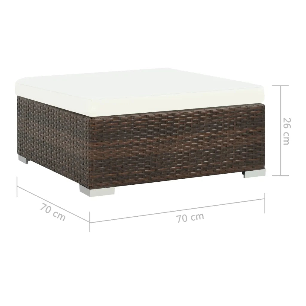 Set Divani da Giardino 7 pz con Cuscini in Polyrattan Marrone 44597