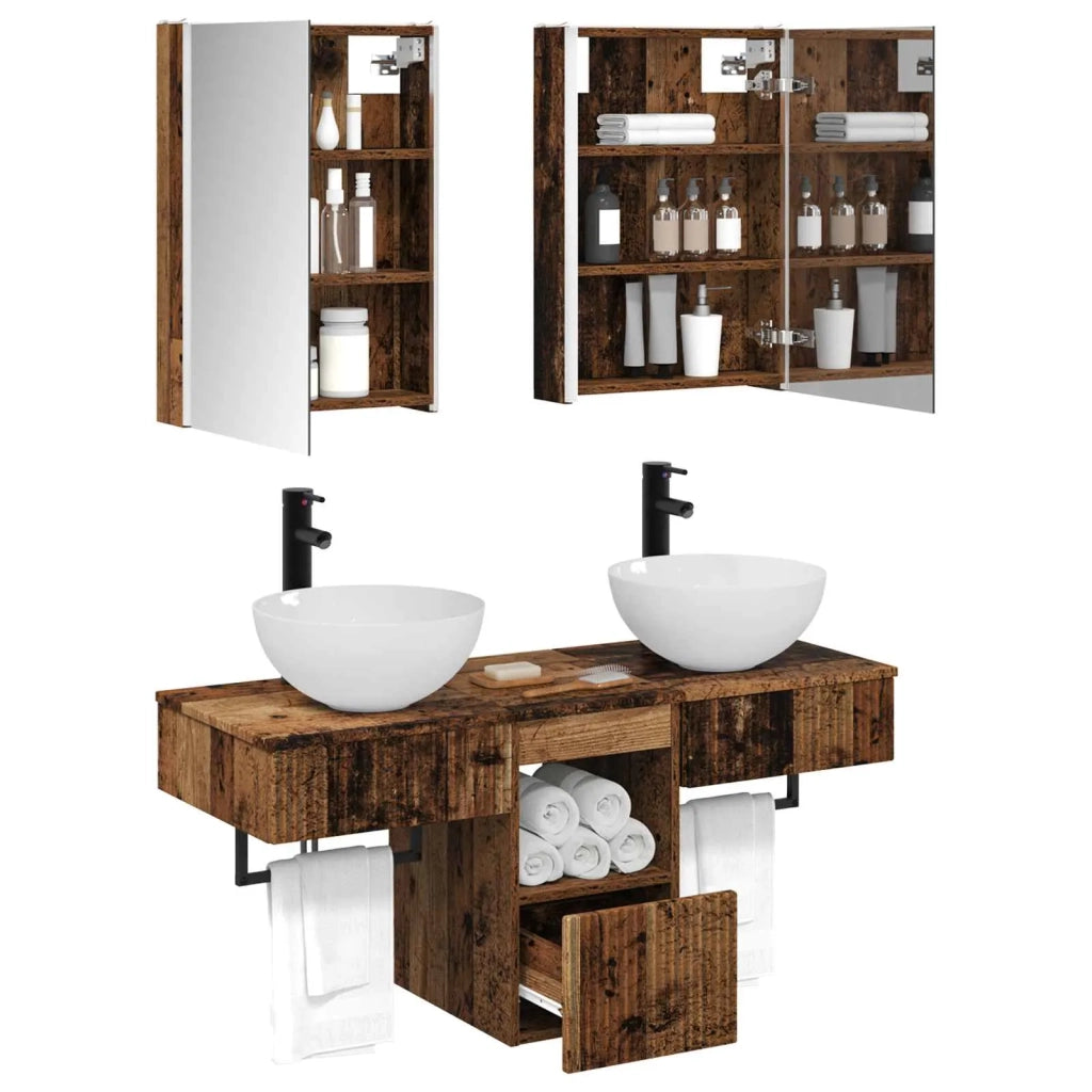 Set di Armadi da Bagno 5 pcs Legno antico 43 x 11,5 x 60,5 cm 3406293