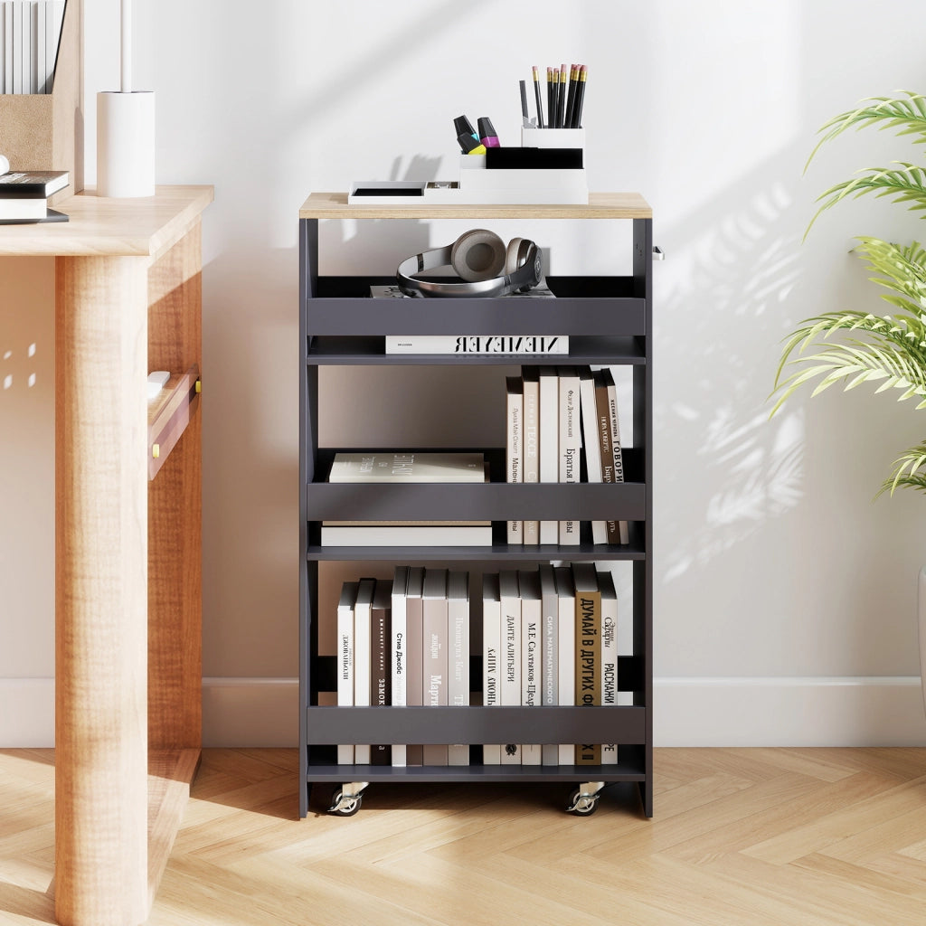 Carrello cucina stazione ricarica maniglia parapetti, Carrello stretto sfilo ruote bloccabili soggiorno cucina lavanderia Grigio