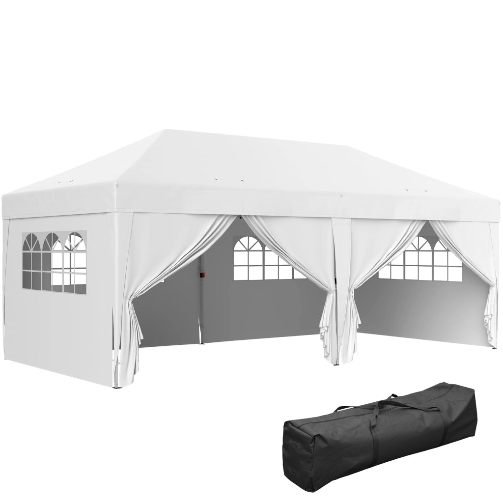 Tenda da giardino pieghevole ¨C zephmum ¨C 3x6m con 6 pannelli, bianco