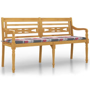 Panca da Giardino | Panchina Batavia con Cuscino Motivo rosso 150 cm Massello Teak