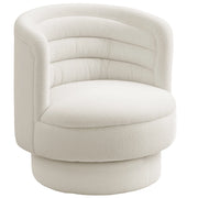 Poltrona girevole moderna in tessuto ¨C Xylo ¨C struttura legno di caucci¨´, crema