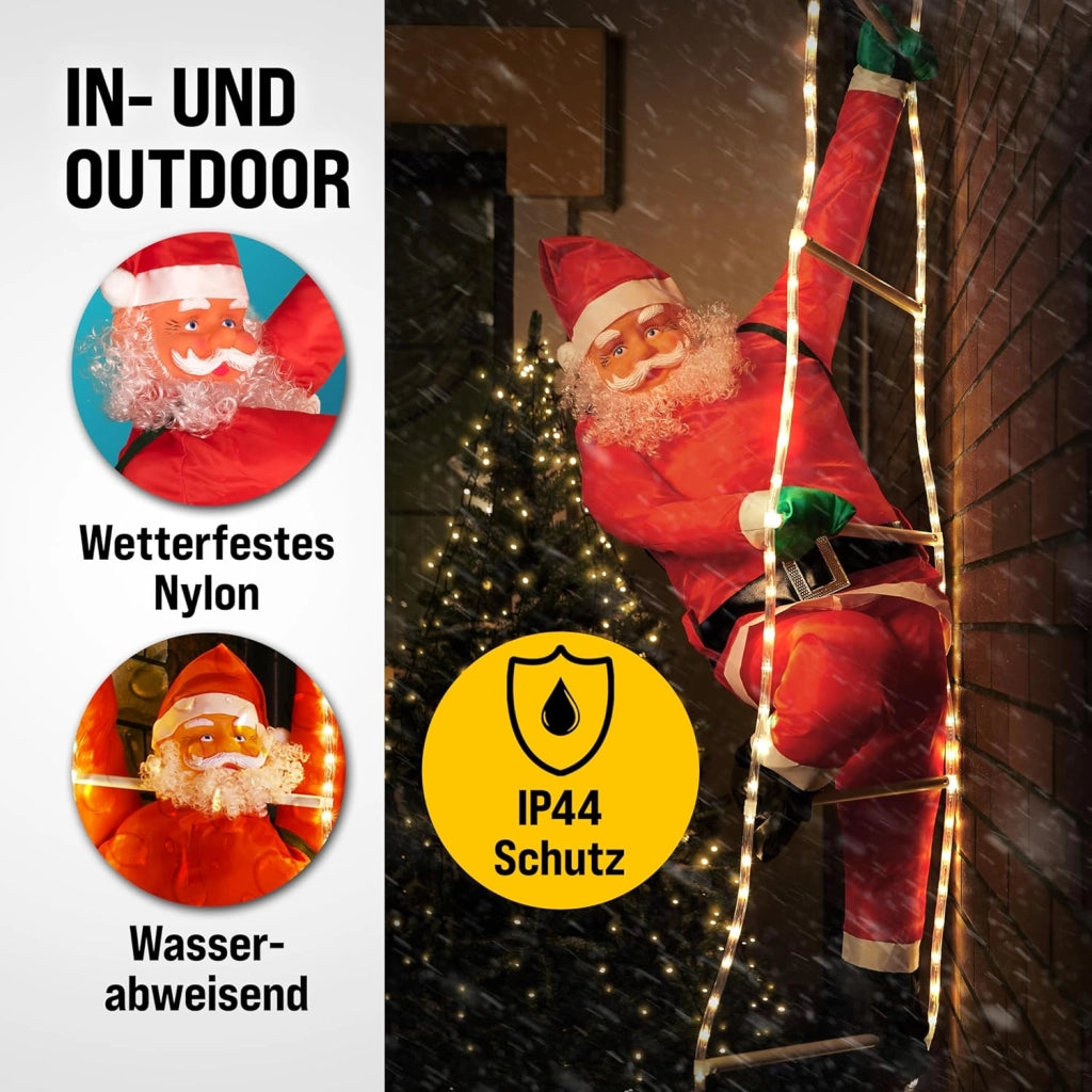 ® Babbo Natale con LED sulla Scala XXL 240cm Addobbi Natalizi Luminosi Interni ed Esterni Decorazioni Natalizie