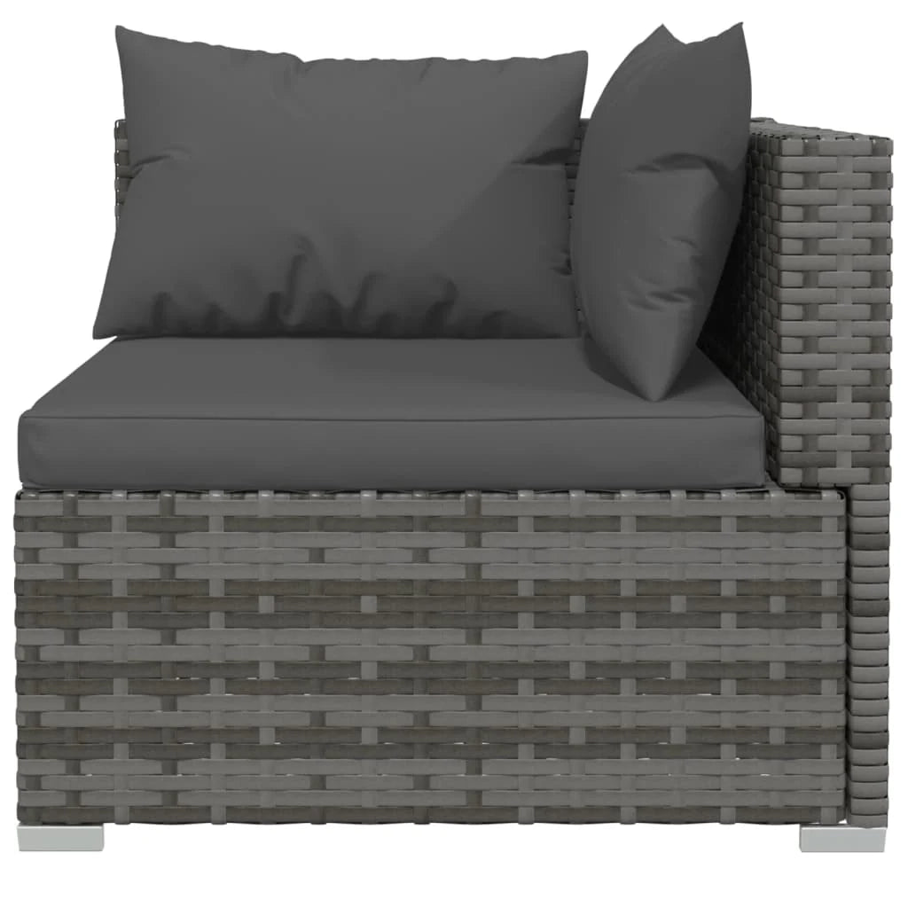Set di mobili da giardino 4 pz con cuscini grigio in poly rattan 02_0016146