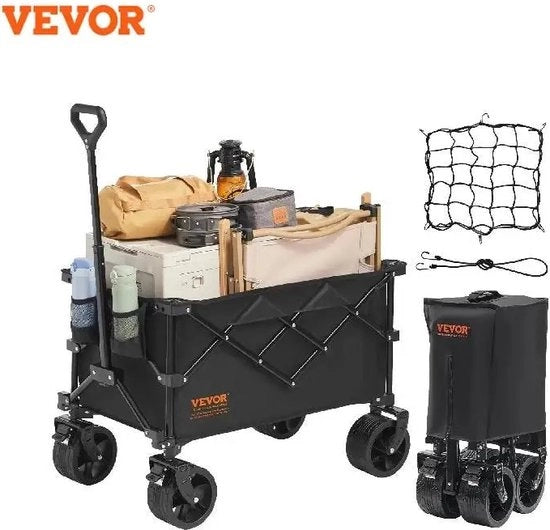 Carrello Bolderkar Opvouwabile - Carrello con Rulli - Manubrio Multifunzionale e Regolabile - Capacità di Carico 205 kg - Nero - 132 cm x 56 cm x 106 cm