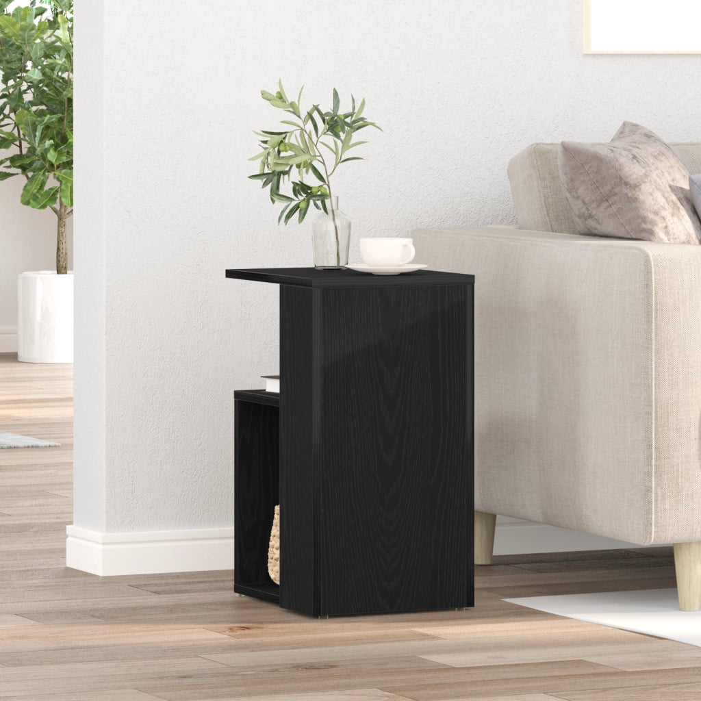 Tavolino  Nero Rovere 36x30x56 cm Legno ingegnerizzato