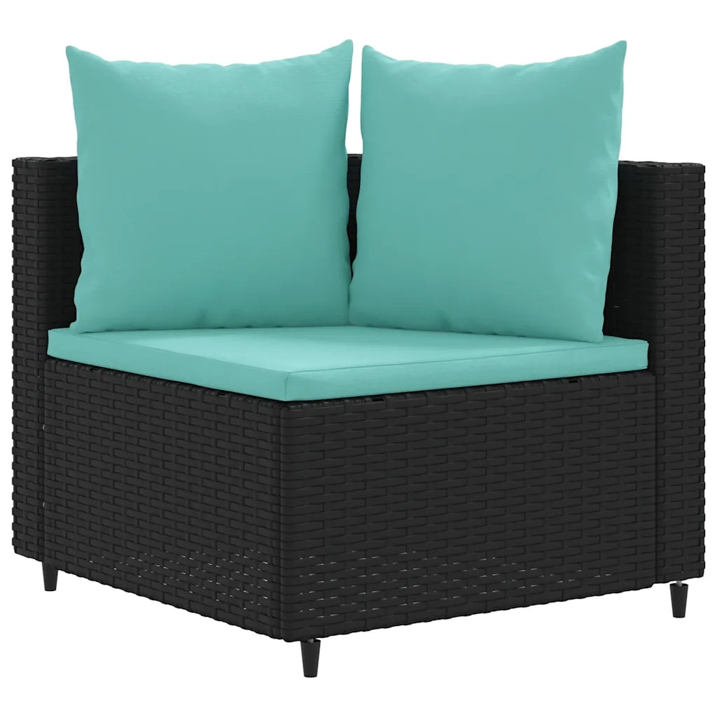 Set Divani da Giardino 5 pz con Cuscini in Polyrattan Nero 3308372