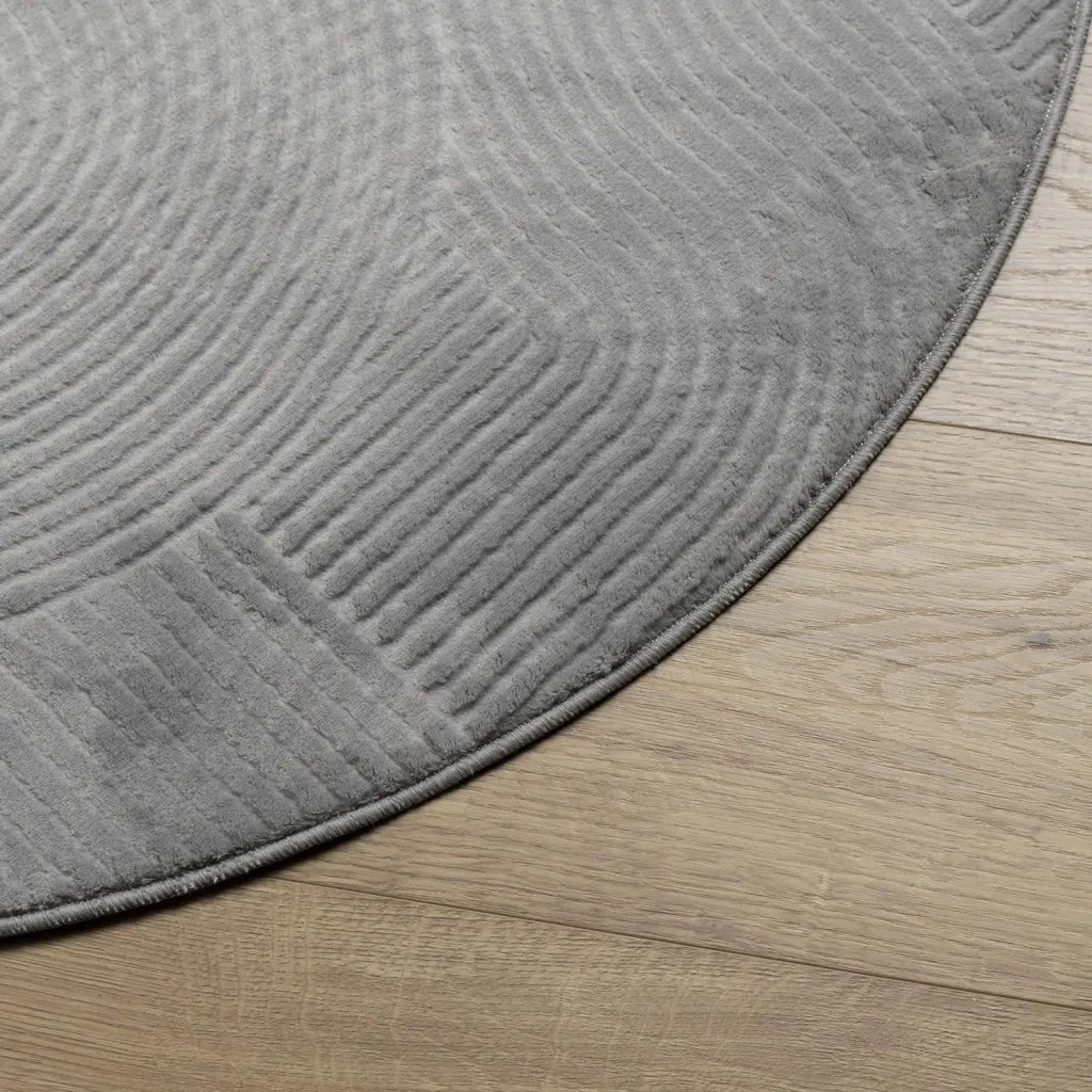 Tappeto IZA a Pelo Corto con Aspetto Scandinavo Grigio Ã˜ 120 cm