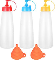 Bottiglie a schizzo 500 Ml con cappuccio a vite - Dispensatore per Ahornsiroop e ketchup - Bottiglia a schizzo in plastica per maionese e salse calde - Olio di oliva senape - Inclusa la lancia.