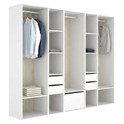 Armadio Camera da Letto Tequesta, Guardaroba Grande 11 Ripiani, 45x205h cm Bianco