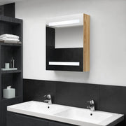 Armadietto Bagno con Specchio e LED Rovere 50x14x60 cm 326484