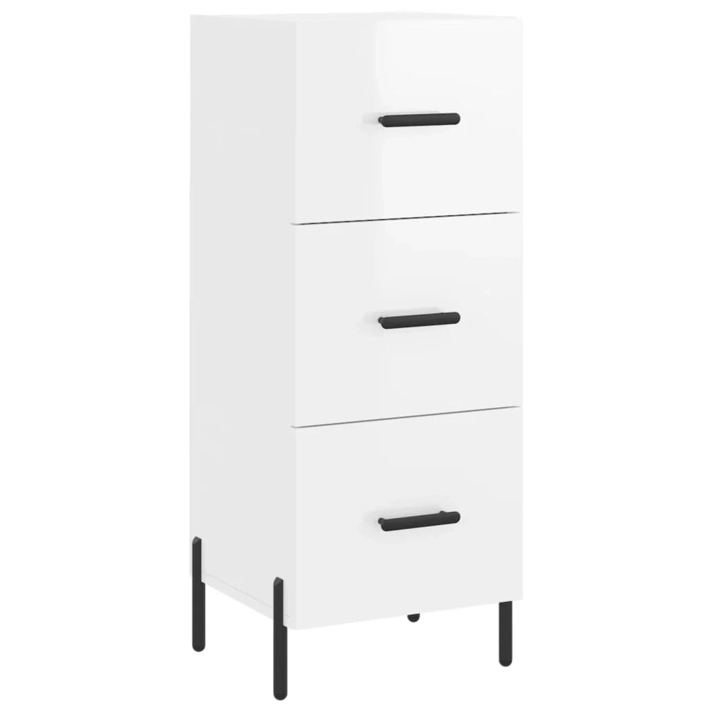 Buffet credenza cassettiera mobiletto mobile contenitore organizer per cucina soggiorno finitura lucida 34,5 x 34 x 90 cm legno ingegnerizzato bianco 02_0030627