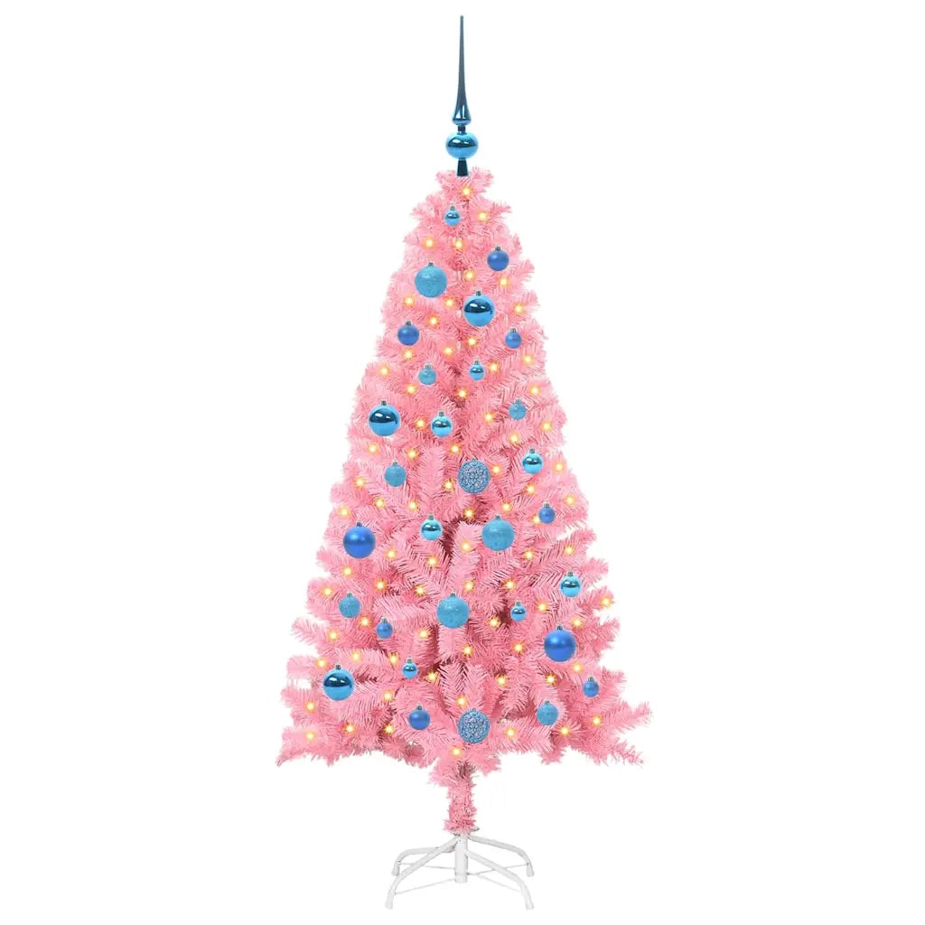 Albero di Natale con 150 LED con supporto-Luci decorative natalizie Rosa 150 cm PVC 266310