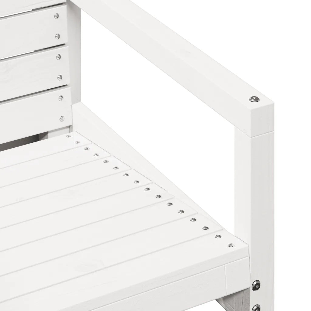 Set Salotto da Giardino 3 pz | Set di Mobili da Esterno Bianco in Legno Massello di Pino