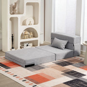 Poltrona multifunzionale trasformabile in divano da pavimento, chaise longue o materasso, grigio chiaro