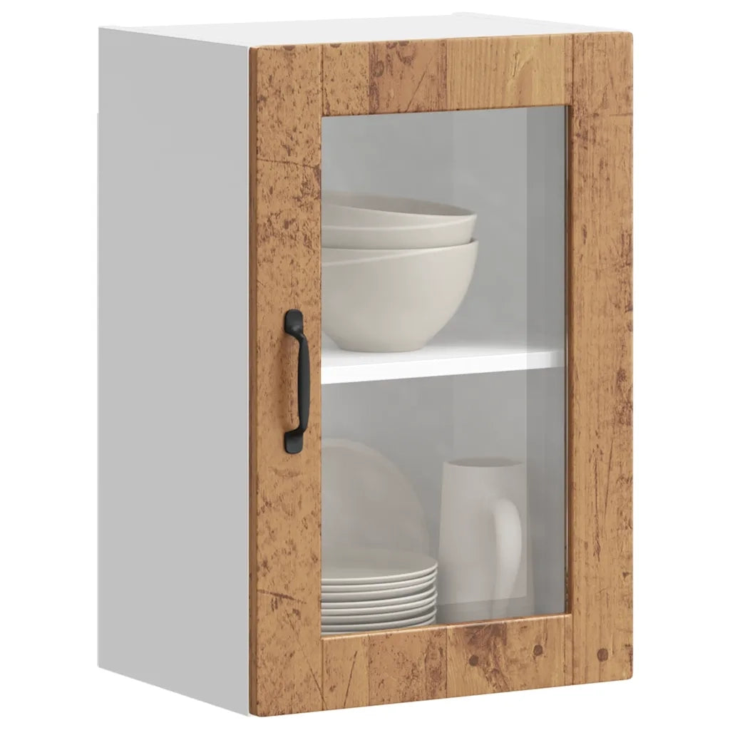 Pensile da Cucina con Porta in Vetro Porto Legno Vecchio