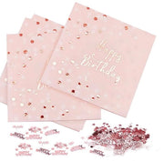 Serviette da Tavola 32 pezzi - Rosa/a Punti Neri - 3 strati - Carta - Festa d'Anniversario - 16,5 x 16,5 cm - Serviette da Festa