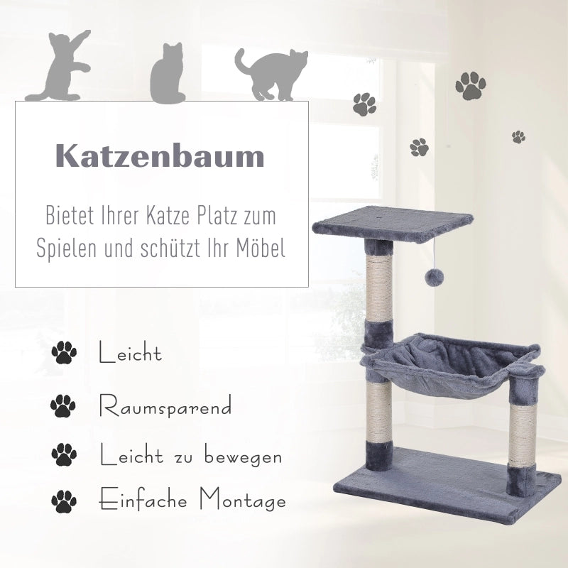 TIRAGRAFFI GATTO Con amaca 50x36x70 cm Grigio in peluche
