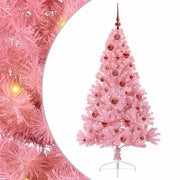 Albero di Natale Artificiale-Albero Natalizio con luci integrate Rosa 150 cm PVC 790466
