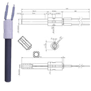 Resistenza accensione stufe a pellet in ceramica FLANGIA L.113MM 260W PALAZZETTI - UNIVERSALE