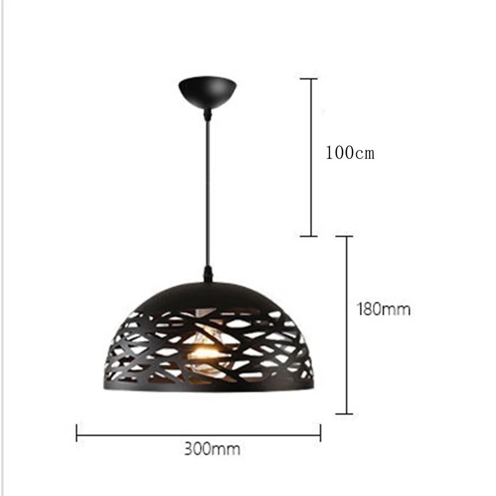 Lampadario sospeso a campana cupola luce led E27 in metallo nero o bianco moderno