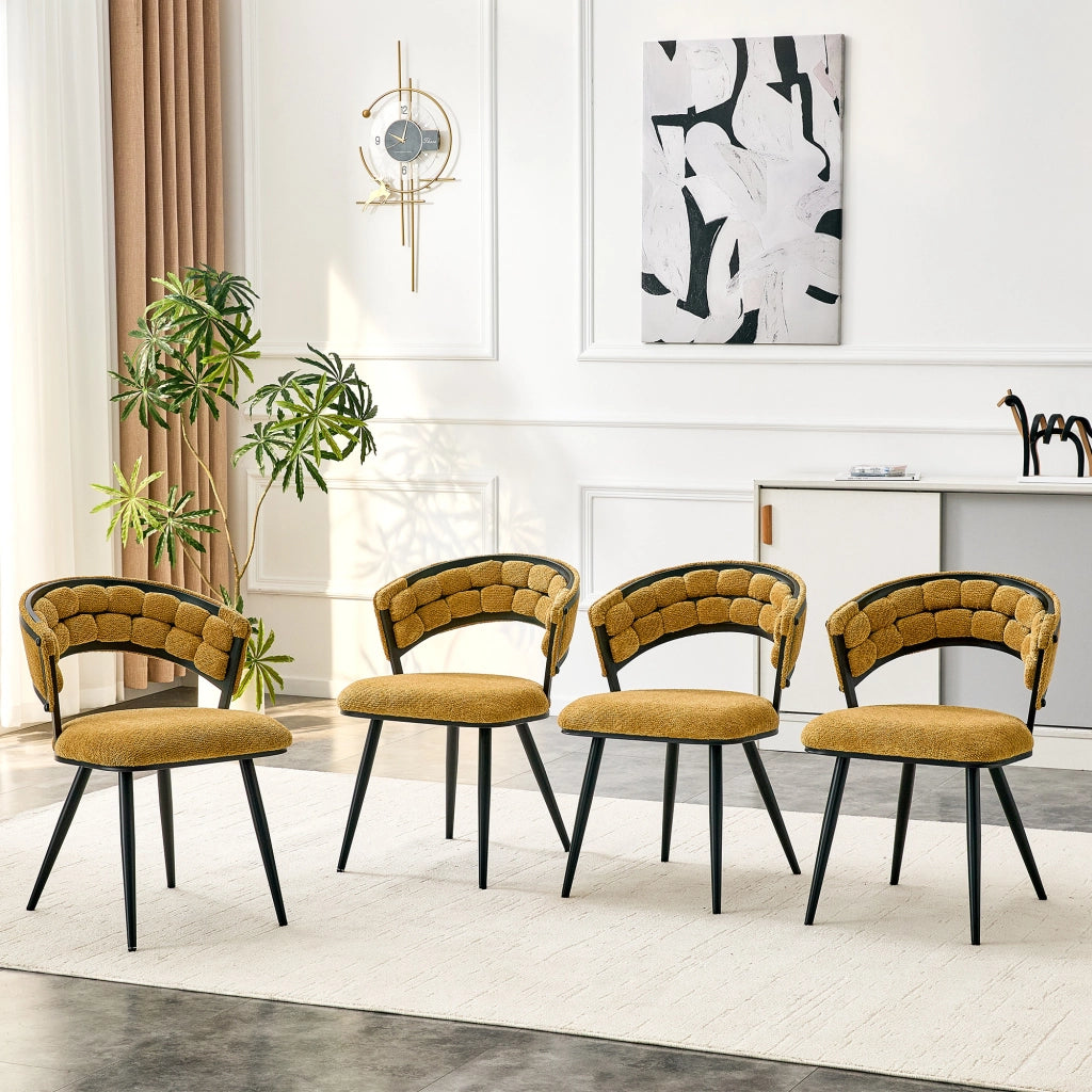 SEDIA da pranzo Set da 2 pezzi in velluto giallo e metallo nero