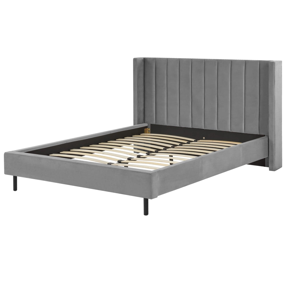 Letto matrimoniale 160 x 200 cm Rete a doghe in velluto grigio