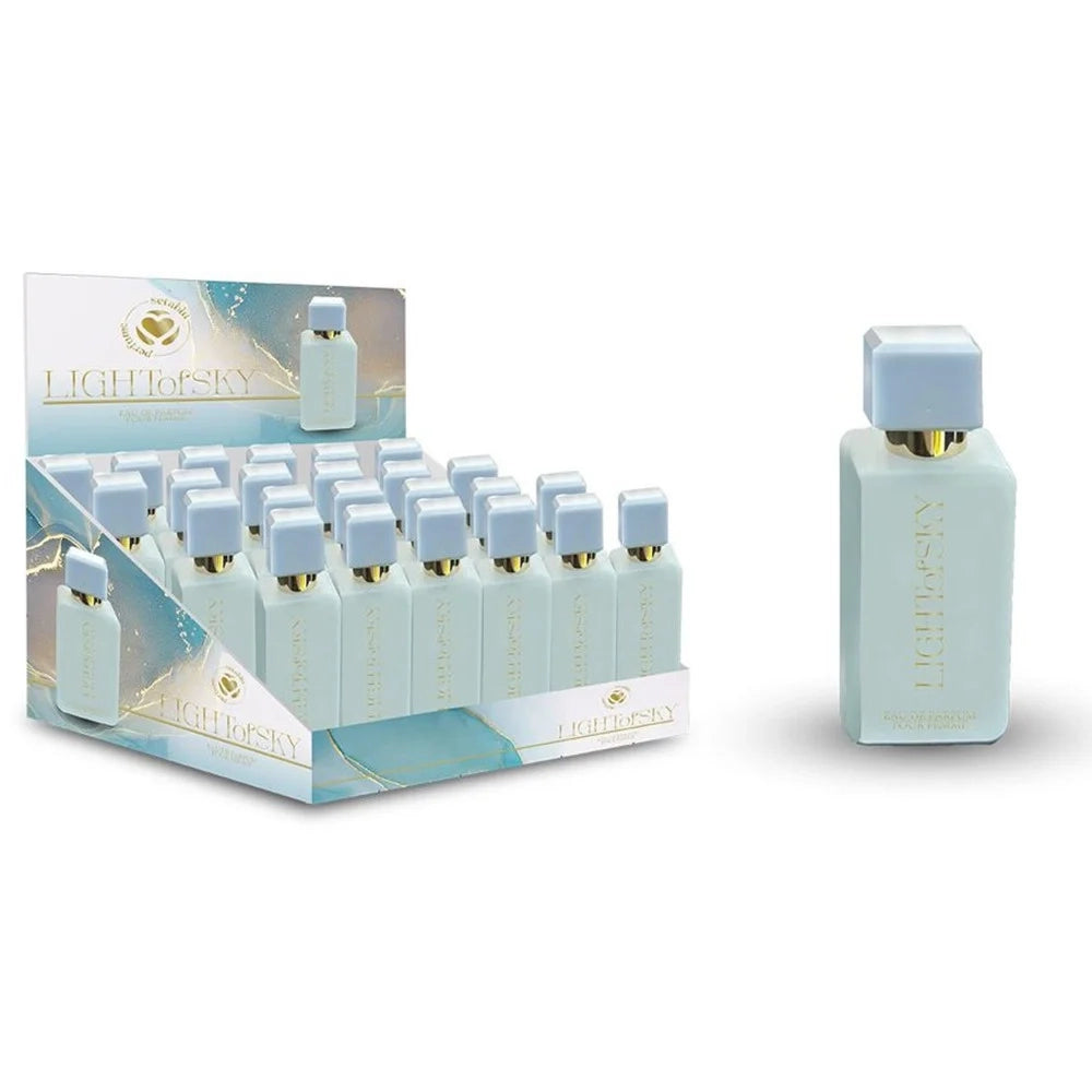 Trade Shop - Set 24pz Profumo Light Of Sky Eau De Parfum Donna 20ml Design Rettangolare Azzurro 024806 -