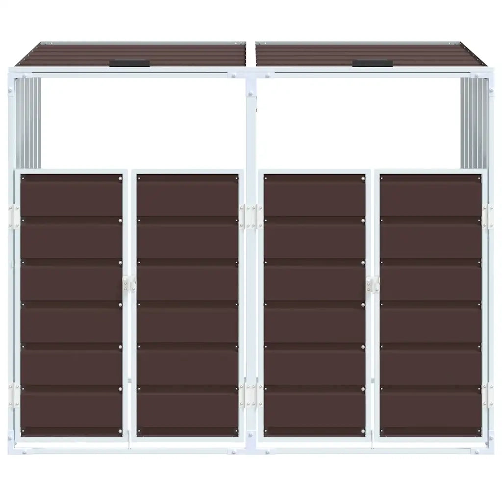 Copribidone con Ruote per 2 Bidoni Marrone 144x81x113cm Acciaio CFW5590061
