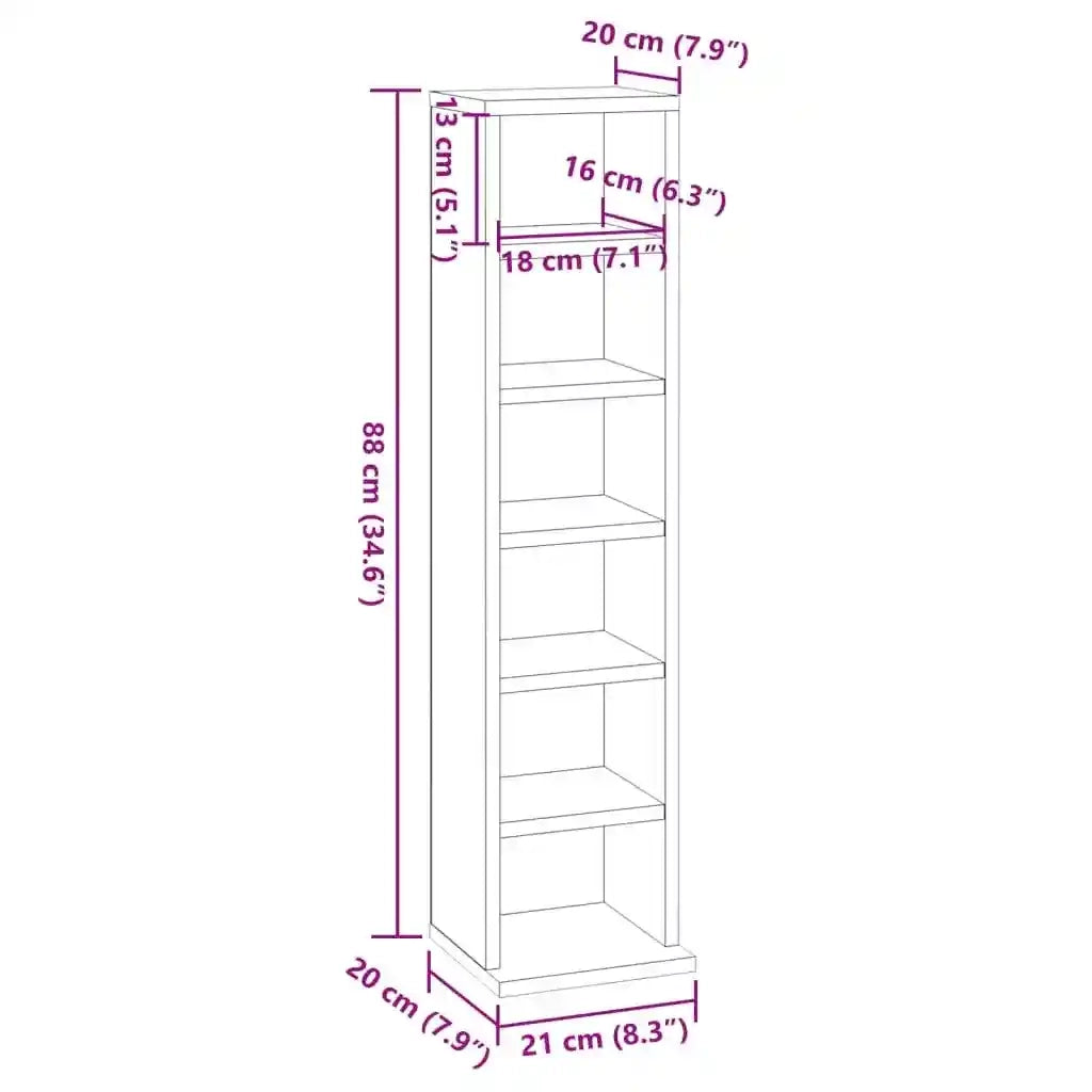 Mobile Porta CD Grigio Sonoma 21x20x88 cm in Legno Multistrato CFW5489171