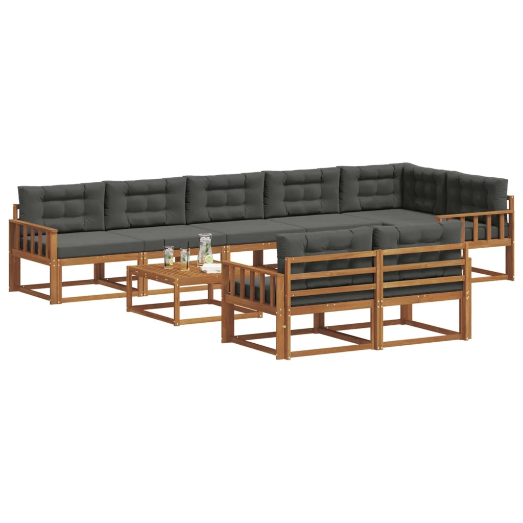 Set di divani da esterno con cuscino 9 pcs Naturale e Antracite 3367785