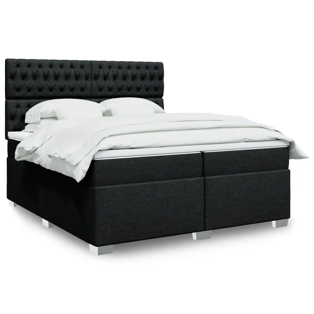Giroletto a Molle con Materasso Nero 200x200 cm in Tessuto 3292904