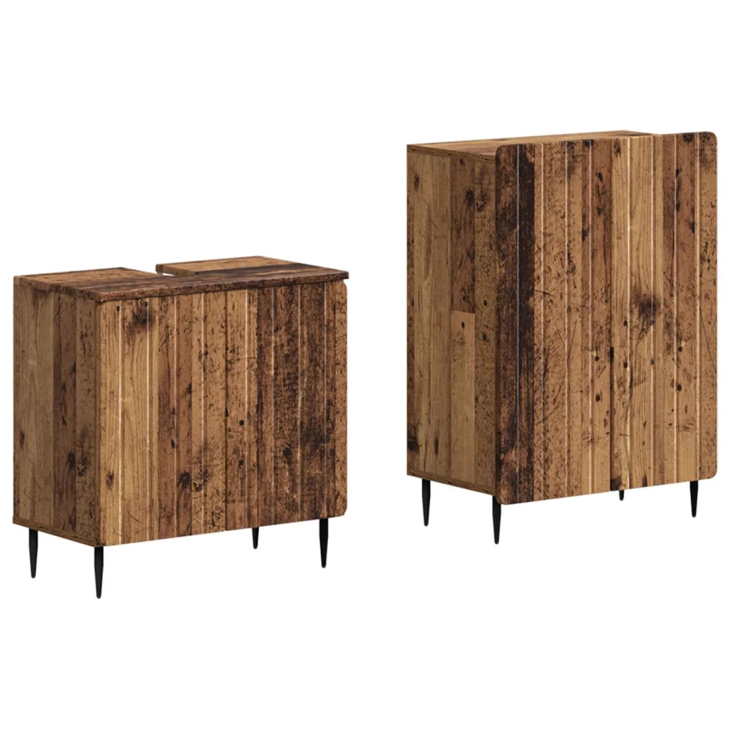 Set di Armadi da Bagno da 2 Pezzi ZWOLLE Legno antico 3417601
