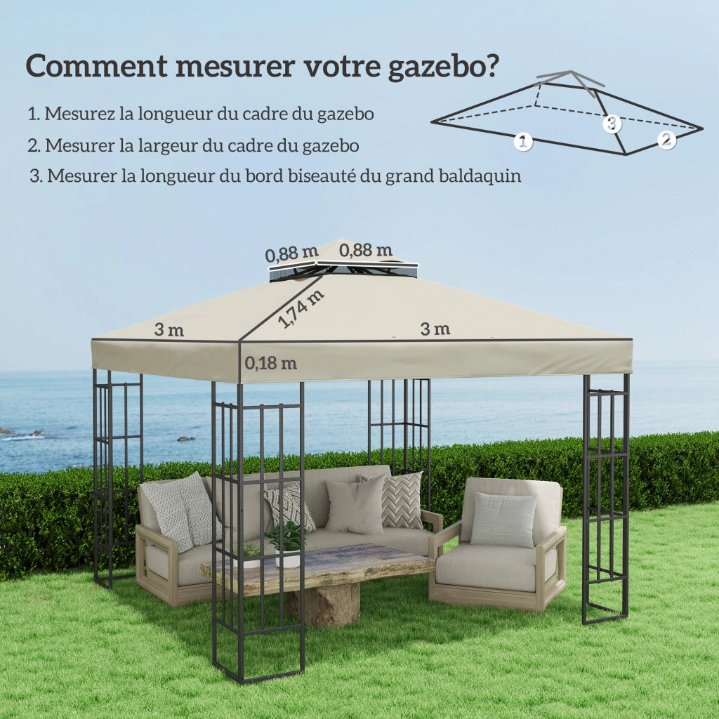 Tenda da giardino 3x3m ¨C zephmum ¨C crema, UPF30+, drenaggio