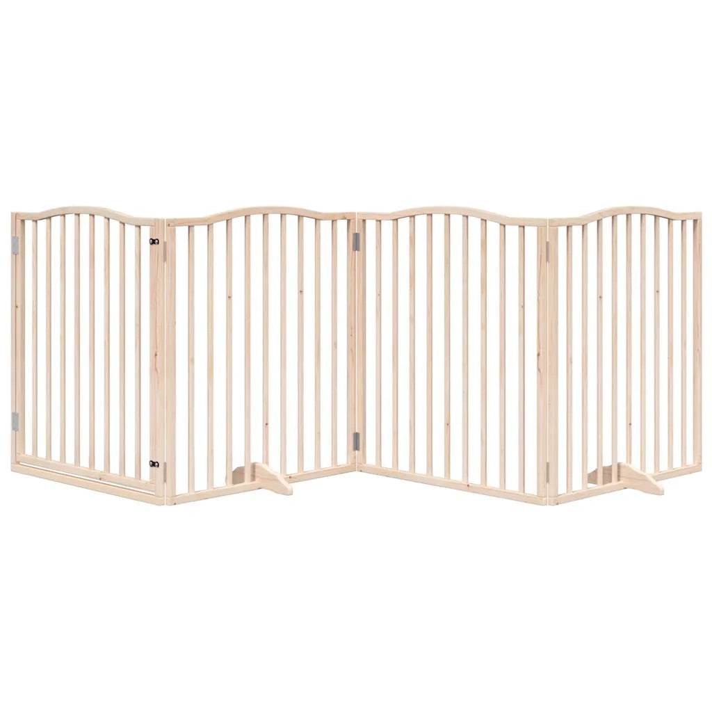 Cancelletto di sicurezza per cani con porta in legno di pioppo marrone a 4 pannelli 02_0023305