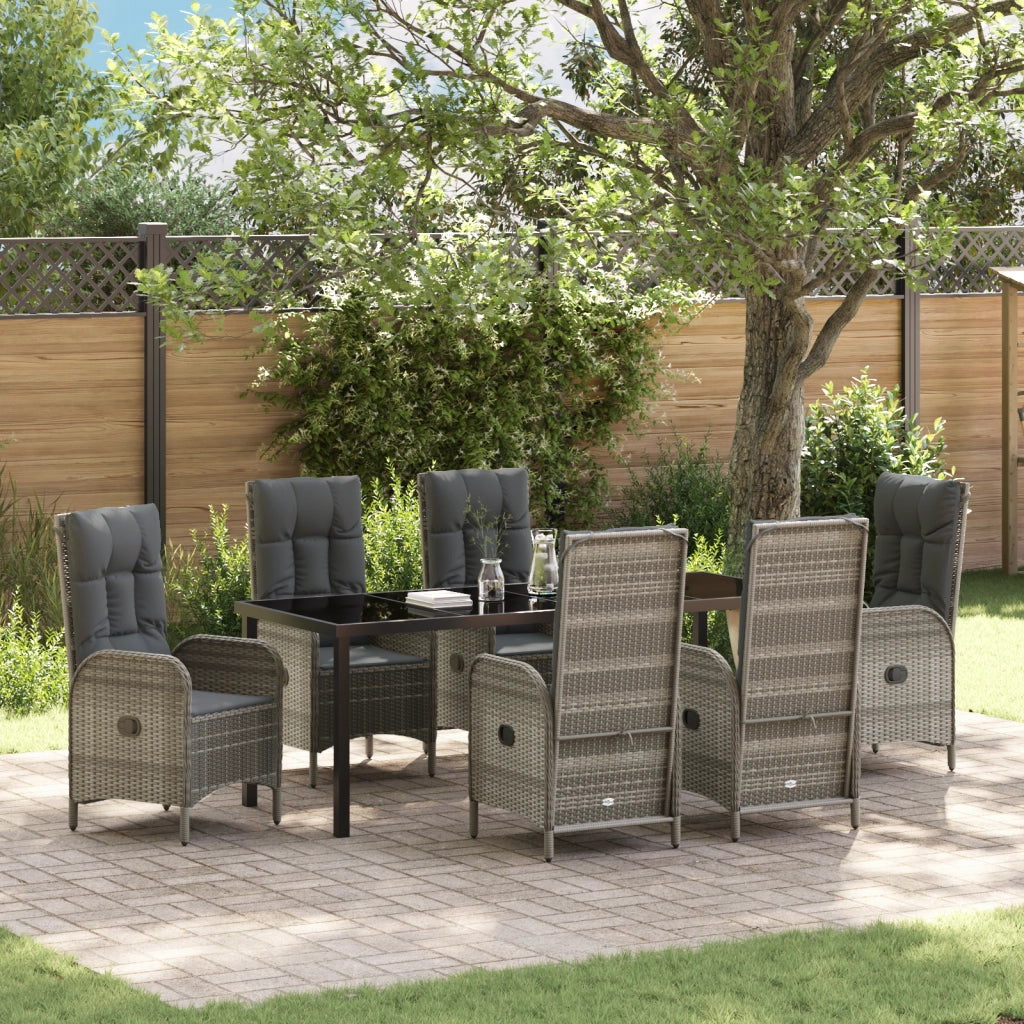 Set da pranzo da giardino 7 pezzi Grigio Polyrattan