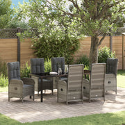 Set da pranzo da giardino 7 pezzi Grigio Polyrattan