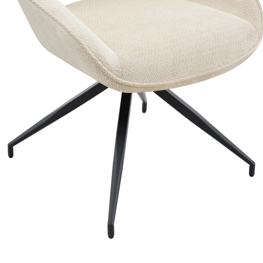 Sedie da Pranzo Girevoli Set 2 Pezzi ¨C MINIMAL ¨C Metallo Nero, Tessuto Bianco