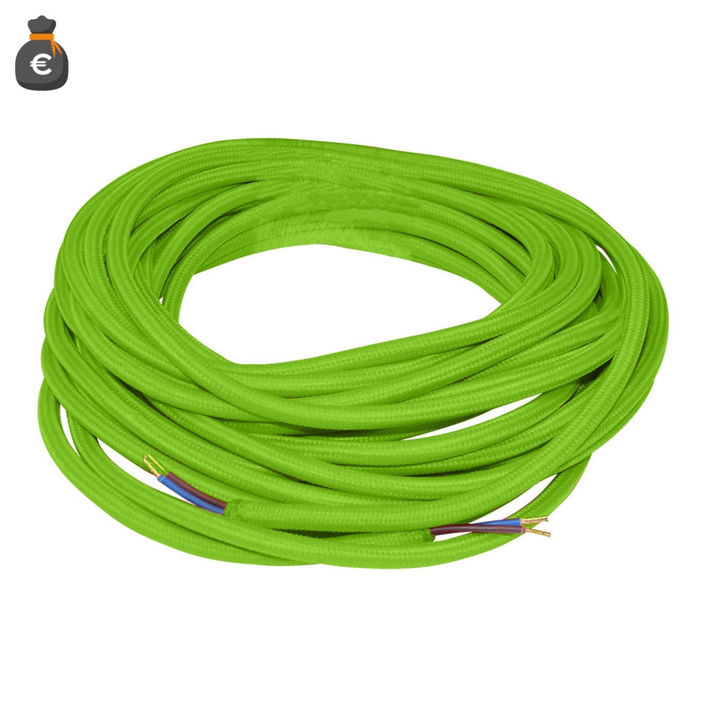 Alcapower Cavo Elettrico Tessile Flessibile Tondo 2x0.75 mm² Verde, Matassa da 10 metri per Installazioni Elettriche di Design e Illuminazione