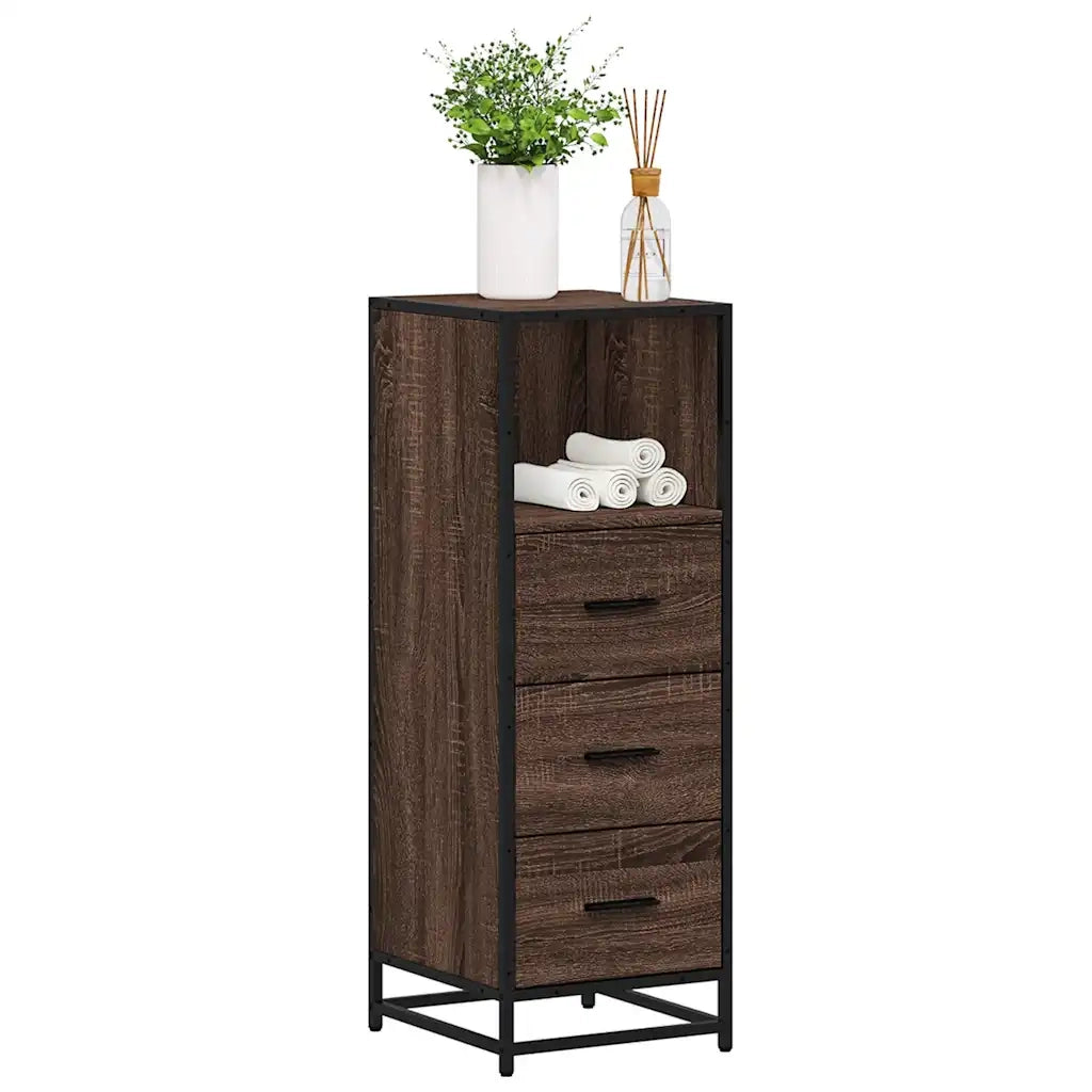 Armadietto Bagno | Armadio da bagno Rovere Marrone 35x37,5x100cm Legno Multistrato