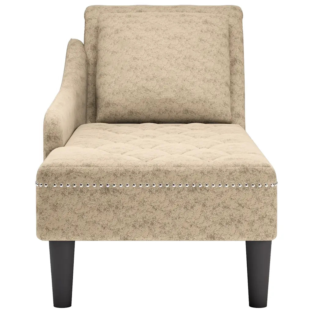 Sdraio con Cuscino e Bracciolo Destro Similpelle Grigio Chiaro 4009857