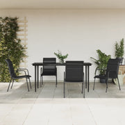 Set da Pranzo da Giardino 5 pz Nero in Acciaio e Textilene