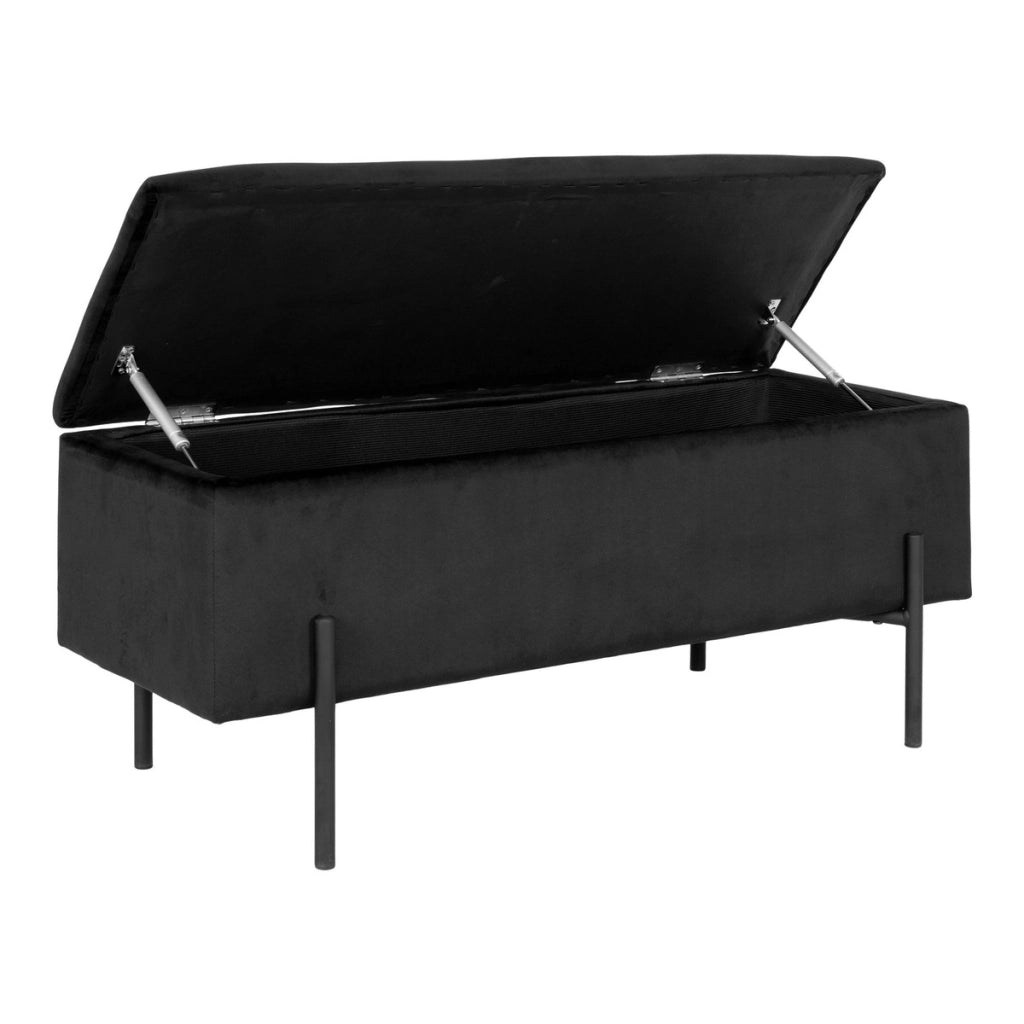 Panca con Portaoggetti Watford, Nero, Poliestere, 36,5x95x43 cm