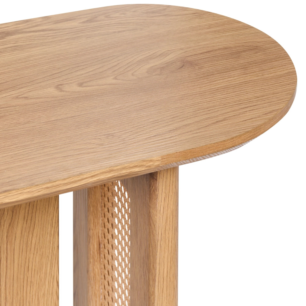 Tavolo console moderno in MDF con rattan 120 cm Mobili per corridoi Marrone chiaro