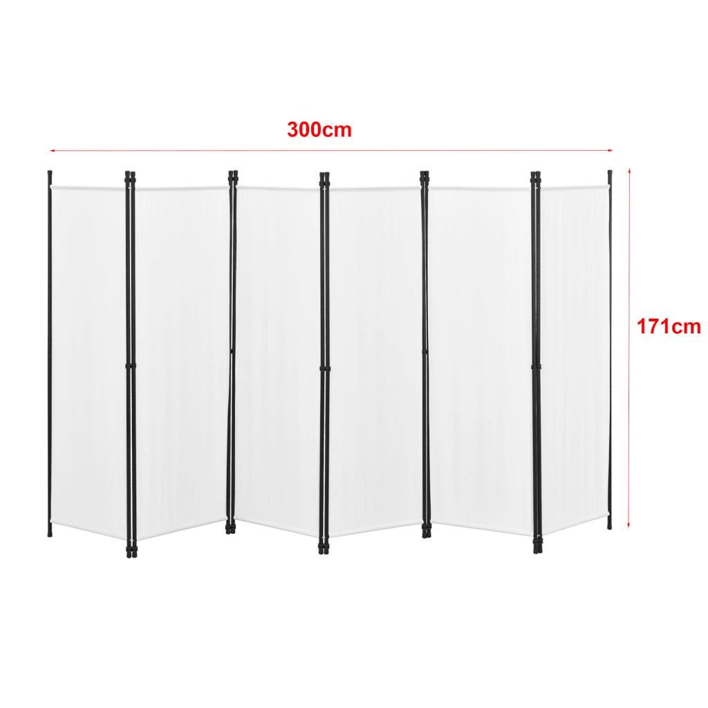 Paravento Huesca a 6 Pannelli Separé con Struttura Pieghevole (LxA) 300 x 171 cm - Bianco [en.casa]