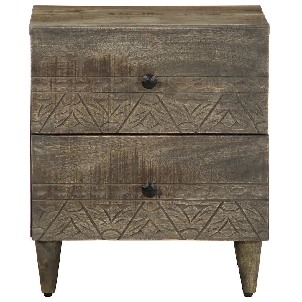 vidaXL Comodino Grigio Chiaro 40x33x46 cm in Legno Massello di Mango