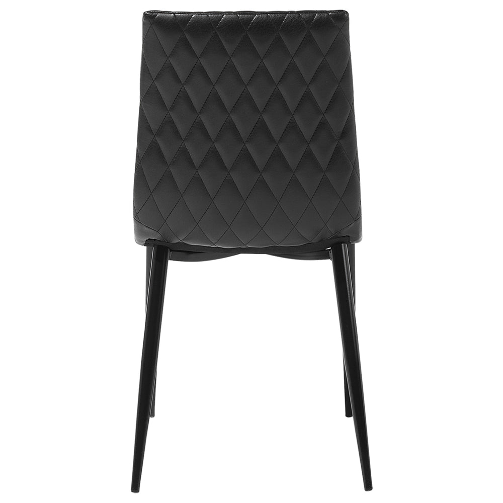 Set di 2 sedie da pranzo in ecopelle nera con schienale imbottito e imbottito design vintage senza braccioli