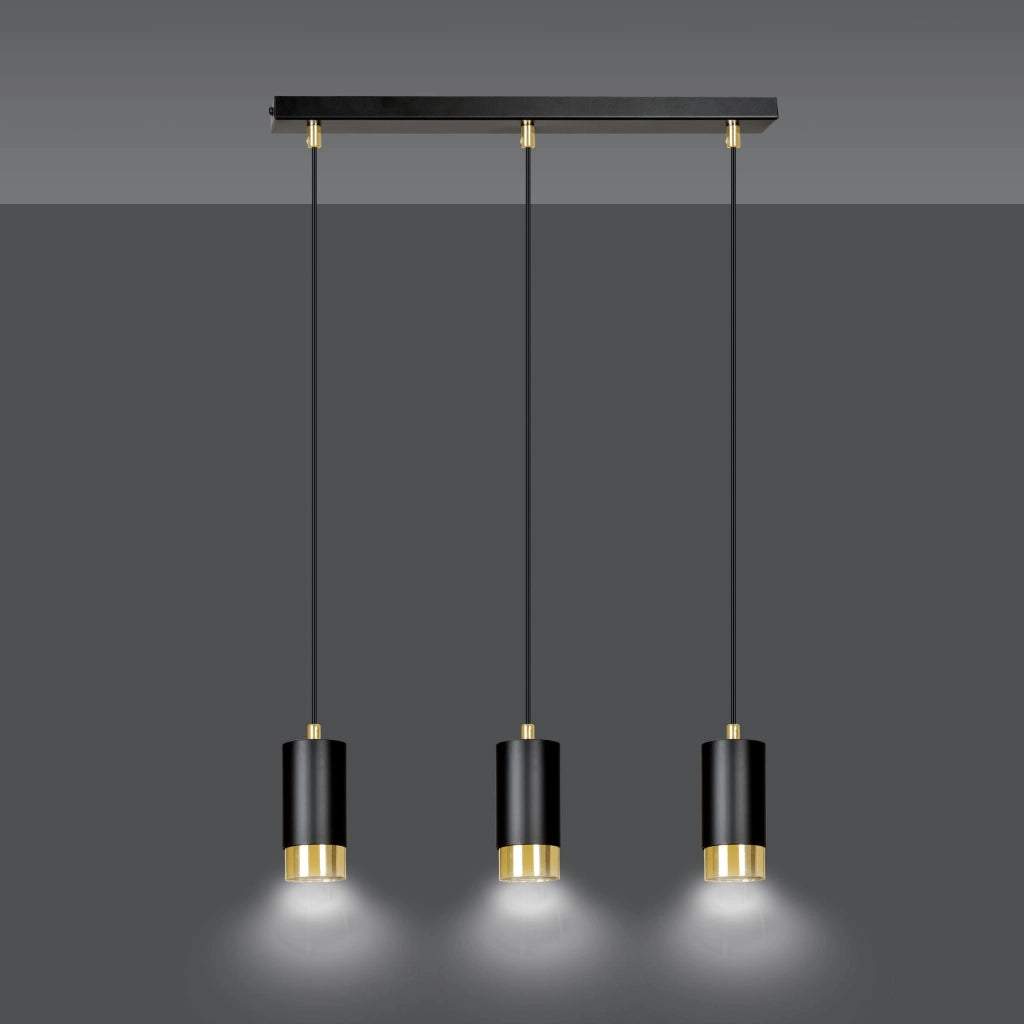Lampadario Emibig Fumiko 3xGU10 nero/oro metallo regolabile