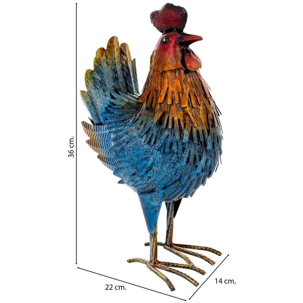Figura decoración gallo de metal multicolor 22x14x36h cm