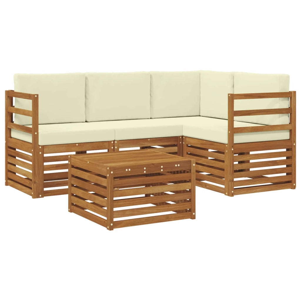 Set di divani da esterno 5 pz Naturale e Crema Poliestere 3374750